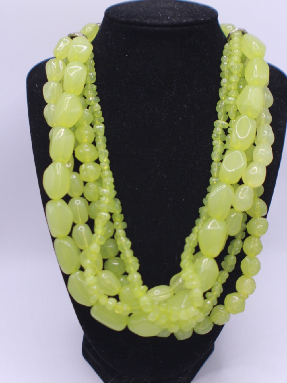 Modern unsigned Multi-Strand Lemon Lime Beaded acrylic Necklace